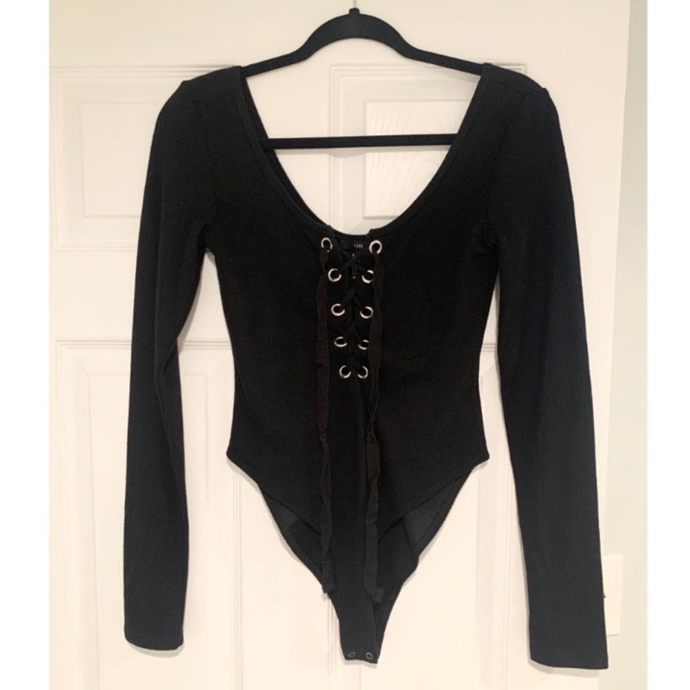 Forever 21 Black Long Sleeve Bodysuit